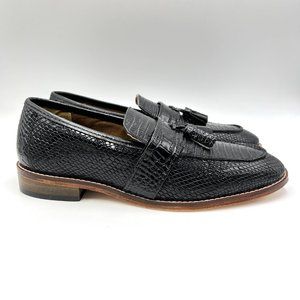 Stacy Adams Mens Pacetti Black‎ Leather Croc Tasseled Slip On Loafers Shoes 7.5M